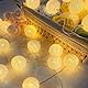 LED Lichterkette Baumwollkugeln,300CM 20LED Kugeln Lichterkette,Batteriebetrieben,Cotton Ball Lichterketten für Weihnachten Hochzeit Kinderzimmer Party Deko