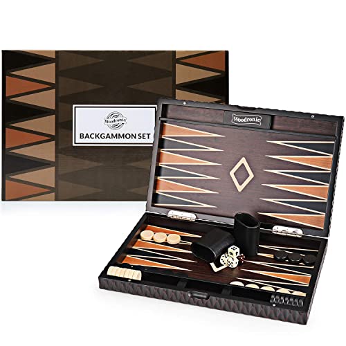 Woodronic 15" Wood Backgammon Set For Adults, Travel Backgammon Game Folding Backgammon Board #TOP7