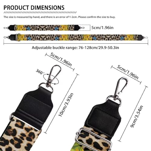 Image of Coldinair Leopard Print Purse Strap Replacement Sunflower Crossbody Handbag Straps Butterfly Wide Wide Strap for Crossbody Bag