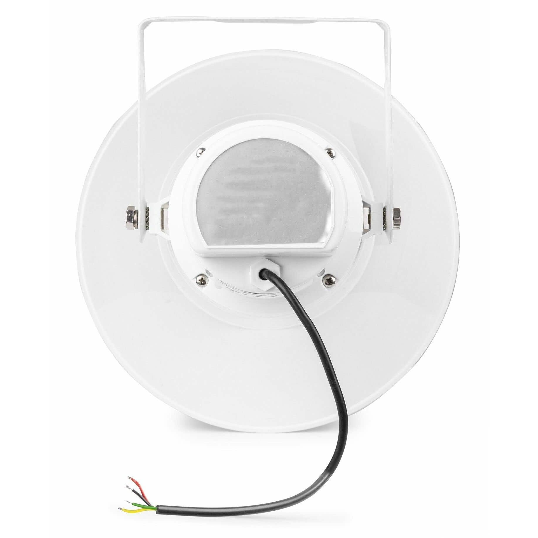 Power Dynamics HSR30 Proyector de Sonido de Largo Alcance con bocina Redonda de 7,5W, 15W, 30W RMS o 100V para megafonía de Interior o de Exterior IPX6 Resistente a la Intemperie, Color Blanco