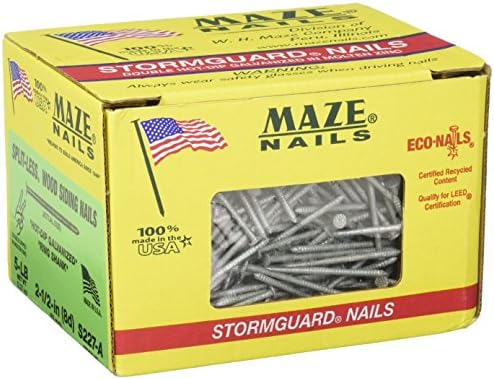 MAZE NAILS S227A-5 Double Hot Dipped Ring Shank Split Less Siding Nail, 5-Pound 8D 2-1/2-Inch