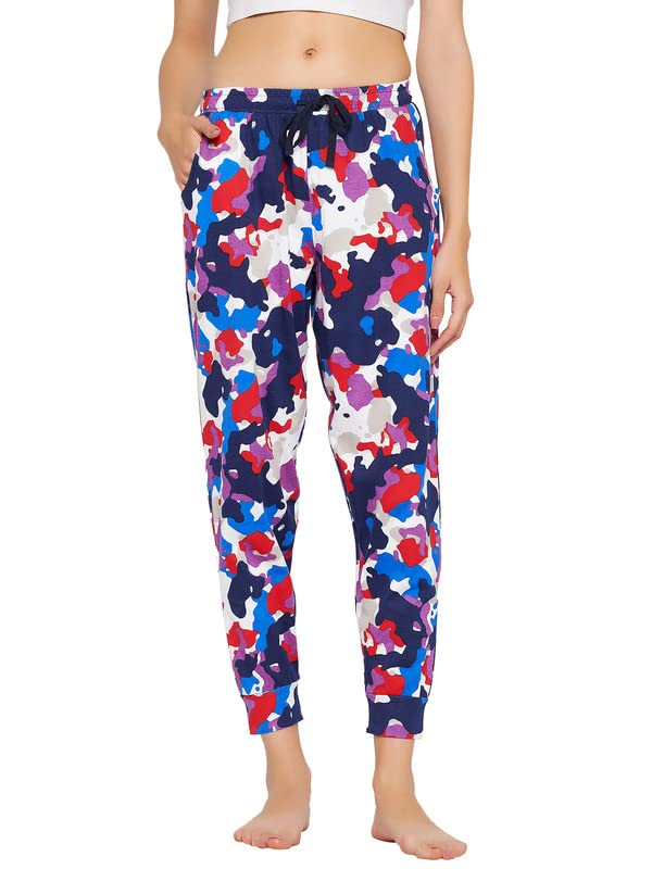 Clovia Women’s Cotton Camouflage Print Joggers In Multicolor