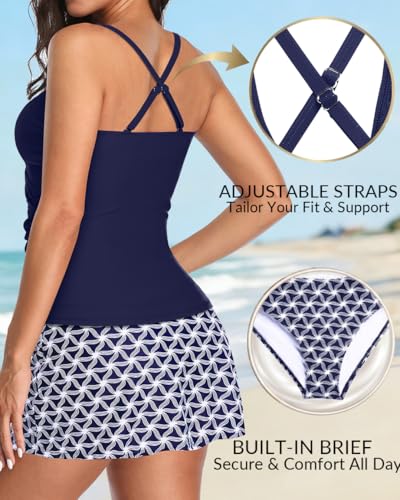Image of Talisea Womens Tankini Bathing Suits with Skirt Two Piece Tummy Control Swimsuits Ladies Swimwear