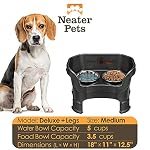 Neater Feeder Deluxe Mess-Proof Elevated Dog Bowls for Medium Dogs (19–40 lbs), 2 Height Adjustable (10” & 12.5”) No-Spill Raised Dog Bowl Stand, Stainless Steel Food Bowl Set, Made in USA, Black - Image 4