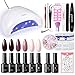 NICOLE DIARY Kit de 48W UV LED Lampe Vernis Semi Permanent Lot 6 Vernis à Ongles Gel Kit Ongle Gel Uv Complet de Base Top Coat Nudee Mauve Maroon Gel Brosse Strass Décor Nail Outils Nail Art Manucure