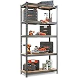 VonHaus 5 Tier Garage Shelving – Metal Racking, Steel & MDF Boltless Shelves - Massive 875kg Capacity 175KG per Shelf - 180 x 90 x 40cm