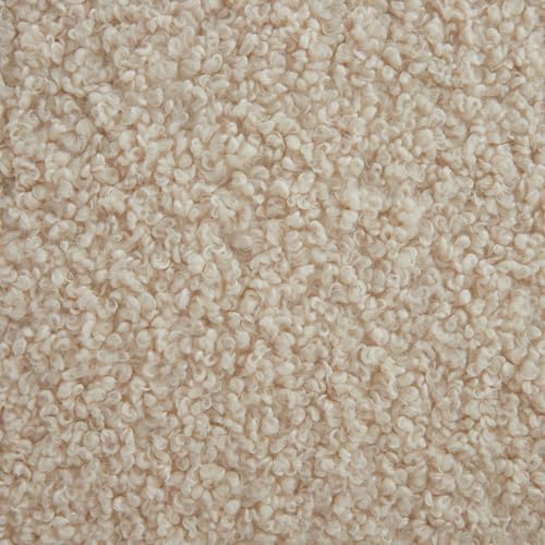 Image of Kingsman Furnitures Krillin Luxury Cream Shearling Tub Arm Chair | Modern Accent Lounge Chair with Gold Stainless Steel Detail, Plush Boucle | Upholstery, Wooden Legs (Cream Boucle)