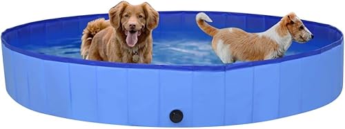 SKM Piscina plegable para perros, color azul, 78.7 x 11.8 pulgadas, PVC