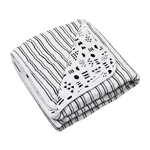 Image of HonestBaby Hand-Quilted Baby Blanket Reversible 100% Organic Cotton for Infant Boys, Girls, Pattern Play /Sketchy Stripe, One Size