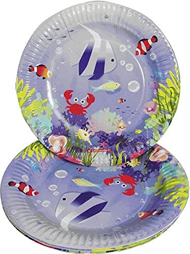 ThemeHouseParty® All Party Product Theme Based Party Product Cartoon Print Birthday Party Supplies (9" Plate) (Seaworld)