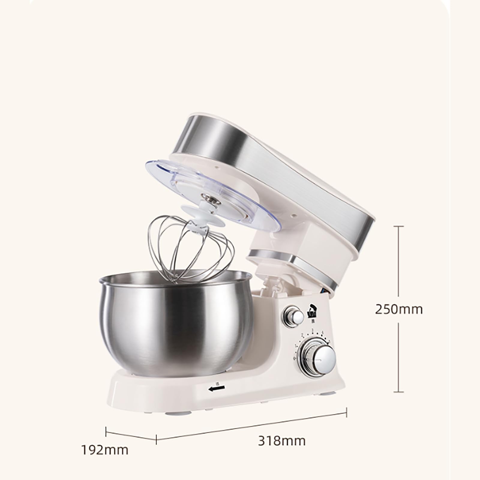 Mikser stojący 600 W, blender do ciasta 3 l, 6+P Speed ​​mikser elektryczny, mikser do żywności, blender do ciasta z misą ze stali nierdzewnej, hakiem do wyrabiania ciasta, ubijaczką, trzepaczką