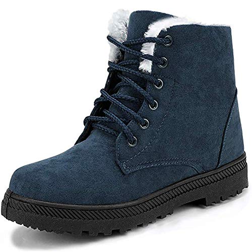 Harence Winter Snow Boots For Women Comfortable Outdoor Anti-Slip Ankle Boots Suede Warm Fur Lined Booties Lace Up Flat Platform Shoes #TOP22