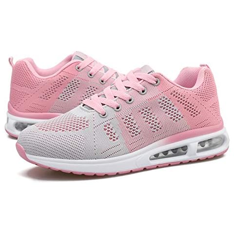 Womens Athletic Trainers Casual Ladies Sports Shoes Breathable Running Shoes Lightweight Womens Air Sneakers Comfortable Outdoor Walking Jogging Fitness Size 10UK Pink Cover