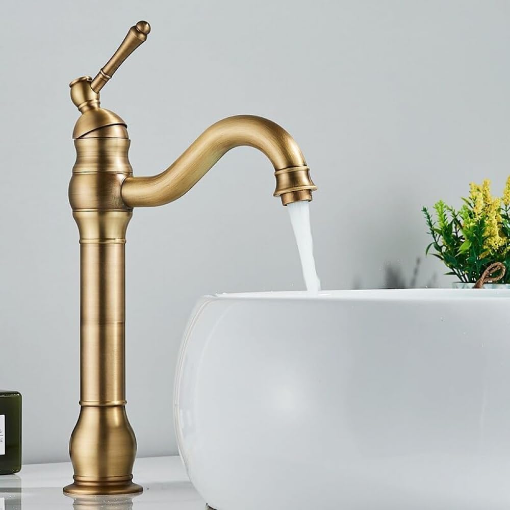 Robinet lavabo rotatif laiton antique pour remplacer un mitigeur fuyant et terne