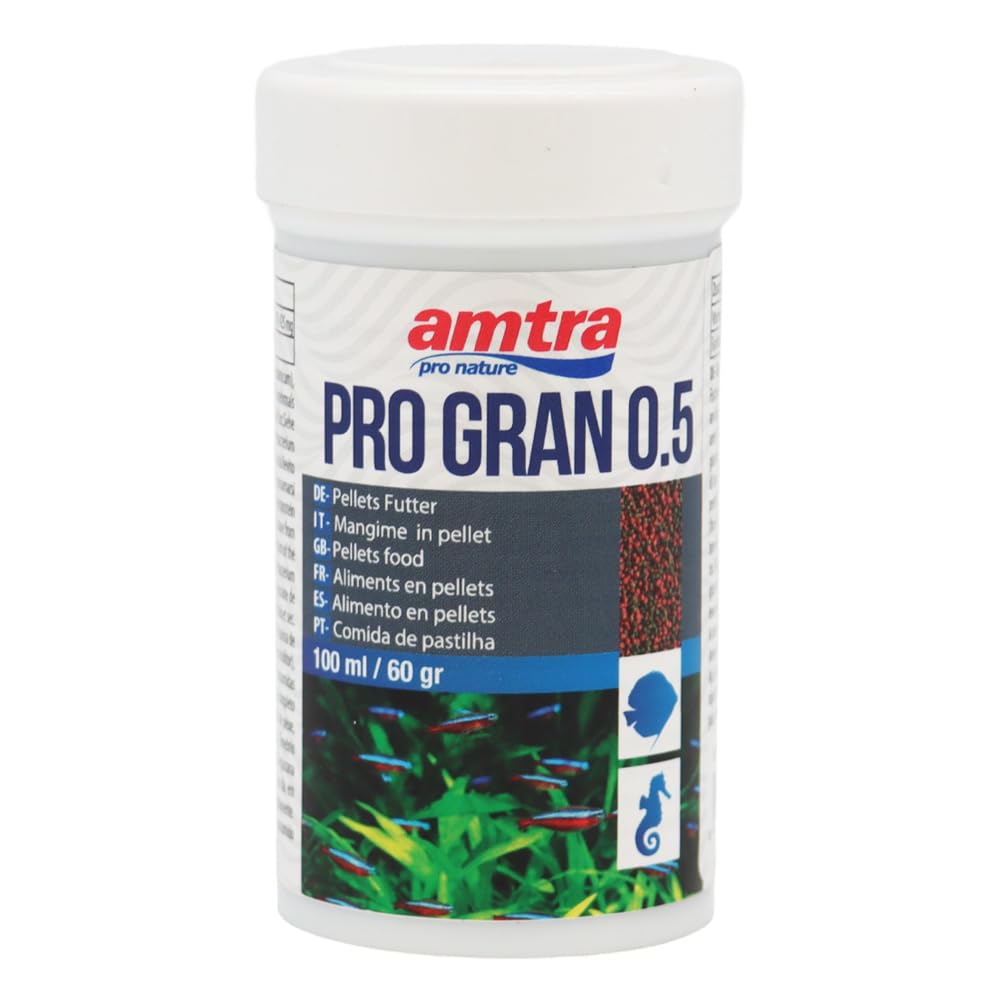 Amtra Pro Gran Micro 0.5 - Alimento Completo Para Peces Pequeños De Agua Dulce Y Marina, Micropellets De 0,5 Mm, 100 Ml