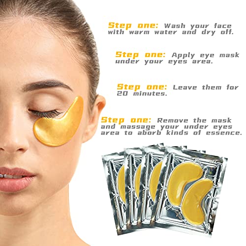 Adofect 25 Pairs Gold Eye Mask Collagen Eye Gel Pads Under Eye Mask For Puffiness And Dark Circle Under Eye Patches For Women And Men, Boxed-Gold #TOP3