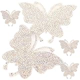 HORIALENCE 5個 クリスタルバタフライラインストーンステッカー点 自己粘着式 蝶モチーフ 車窓 服装 ラゲッジ ノートパソコン用デコレーション