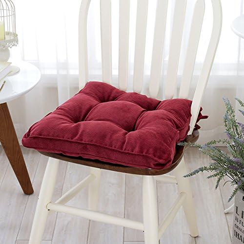 Mangogo 17"x17" Square Corduroy Pearl Cotton Chair Cushions Thickened Solid Burgundy