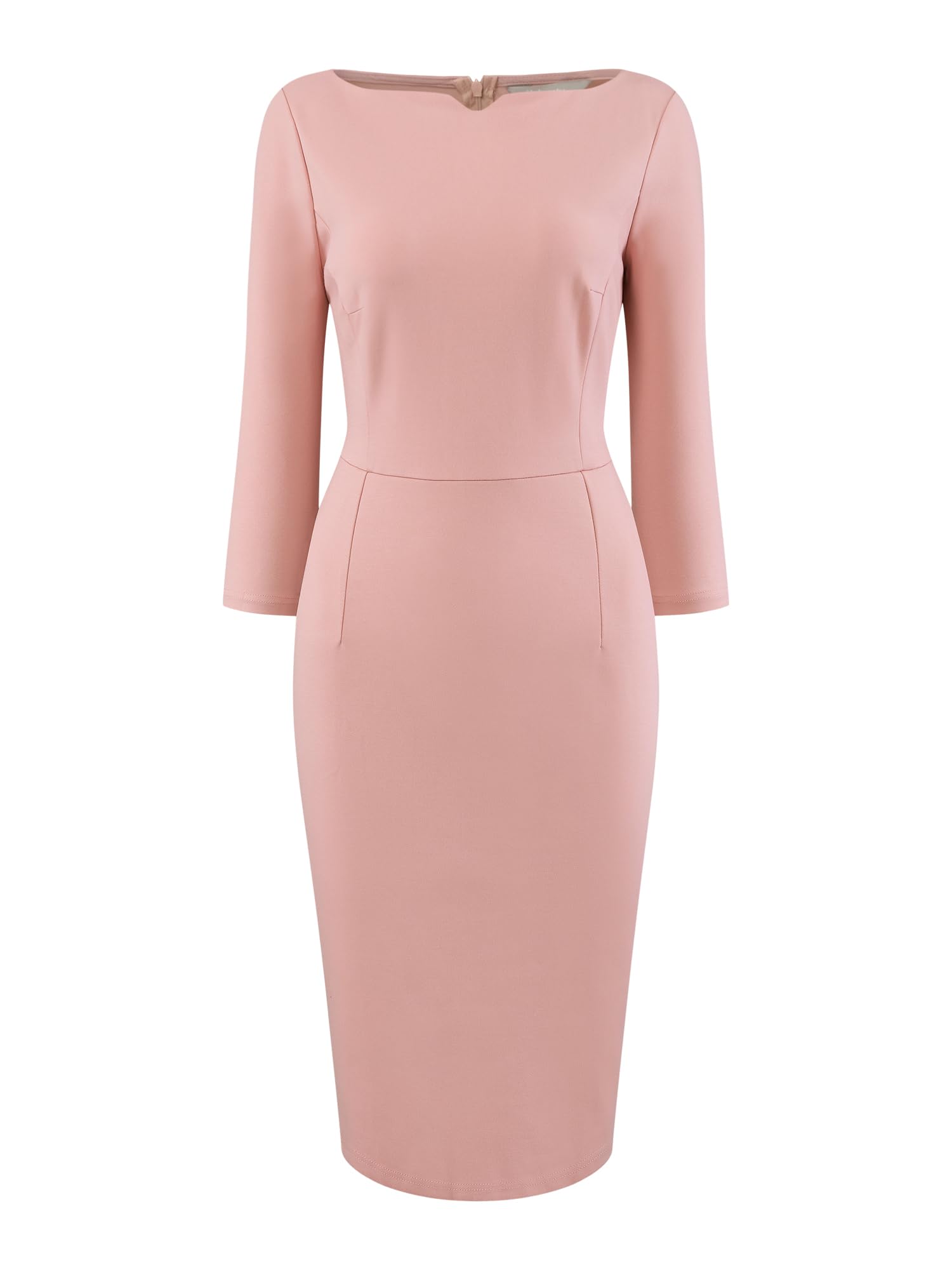Womens 3 4 Sleeve Pencil Dress Boat Neck Elegant Wear to Work Midi Sheath Dresses