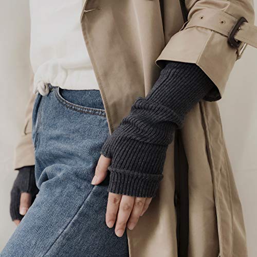 image for F Flammi Cashmere Blend Arm Warmer Winter Fingerless Gloves Knit Long 