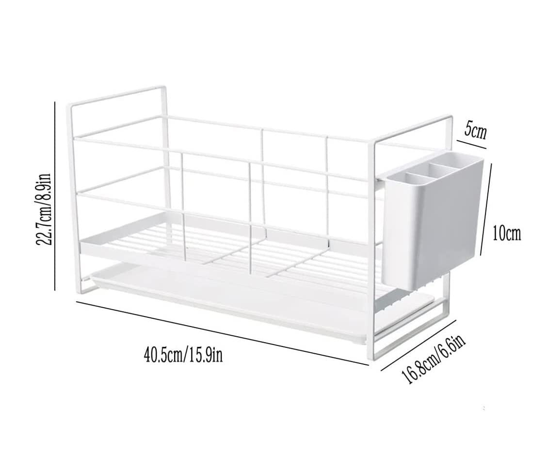 Égouttoir à Vaisselle Égouttoir À Vaisselle Blanc avec Égouttoir Amovible pour Comptoir De Cuisine Panier à Vaisselle pour Cuisine