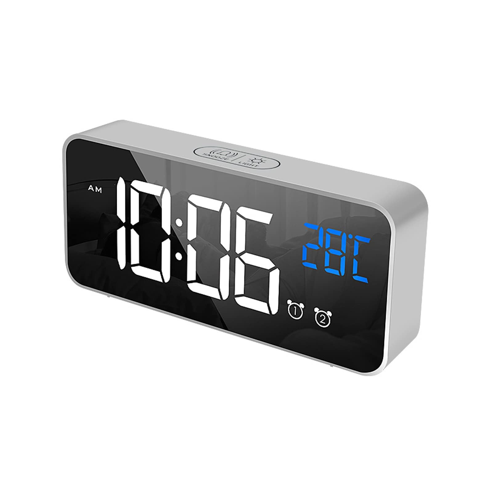 BMKGODN alarm clock， Silent Digital with USB Charging and Snooze Function,Brightness Volume Can be Adjusted Manually(A)