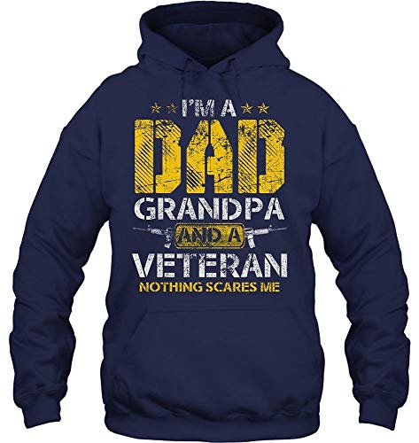 I Am A Dad Grandpa and A Korean Veteran Funny American Veteran Saying 20s20 (Hoodie;Navy;3XL)