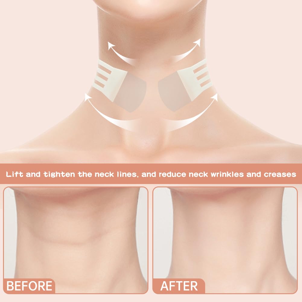 Neck Tape Lifting Invisible 20pcs Neck Lift Tape 4pcs Elastic Bands Lift for Sagging Skin & Wrinkles Necks Behind Lifts Tapes(COLOR:white)