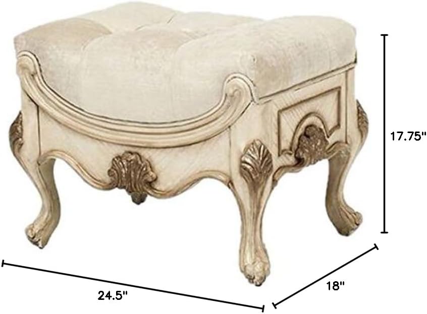 Michael Amini Platine De Royale Vanity Bench, Champagne