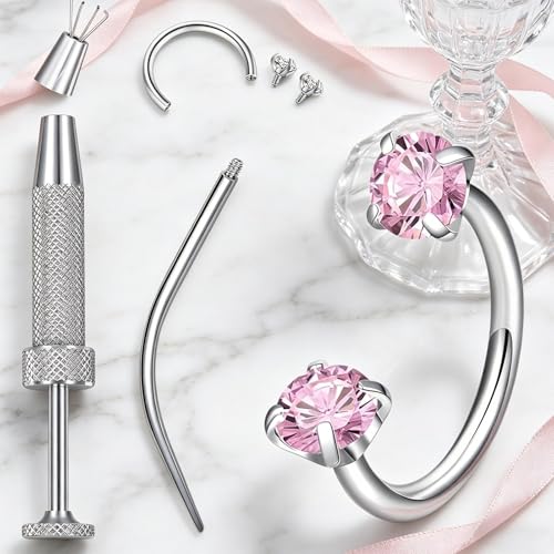 Hoop Nose Rings for Women,Lip Ear Piercing Jewelry,Hoop Nose Piercings Silver Jewelry Set | for Lip Ear Helix Septum Daily Travel Party Dating Wedding Prom