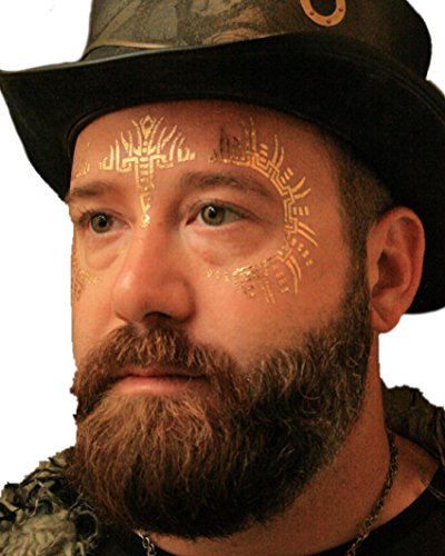 Metallic Temporary Tattoos by Golden Ratio Tats, Festival Face Paint, Gold Masquerade Tattoos (Mountain Face Tatoo)