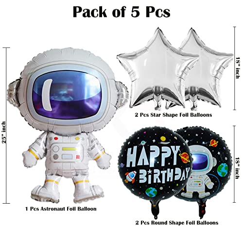Image of Rozi Decoration Astronaut Theme Birthday Decorations Foil Balloons Set of - 5 Pcs for Boys, Girls, Kids Birthday Parties Astronaut Space Theme Foil Balloons