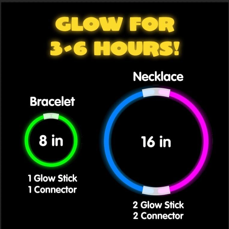 JOYIN 400 Pcs 8" Glowsticks, Halloween Supplies Pack, Bracelets Necklaces, Glow in the Dark Party Favors, Easter, Christmas, Football Party Supplies - Image 2