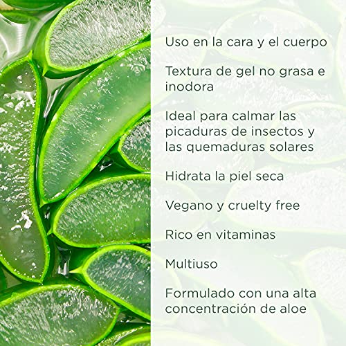Pranaturals gel de aloe vera 200ml, gel nutritivo calmante e hidratante, hidrata la piel dañada, se absorbe fácilmente, no graso y no graso (Pack de 1) - imagen 5