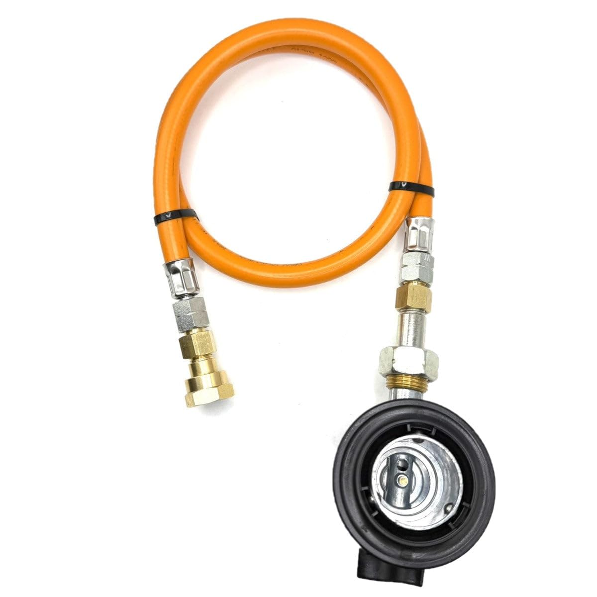Tubo ad alta pressione GPL con adattatore a clip Jumbo da 35 mm, tubo flessibile per gas propano arancione da 80 cm, connettore W20 RH, pressione non ridotta, approvato EN16129, 4 kg
