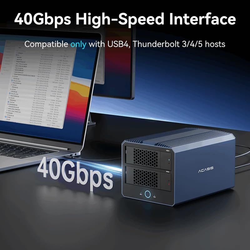Image of ACASIS 40Gbps 4-Bay (2 HDD + 2 SSD) Hybrid HDD & NVMe Enclosure, Support 4 RAID Mode, in-Built Cooling Fan, 8K DisplayPort Output, Up to 76TB Storage