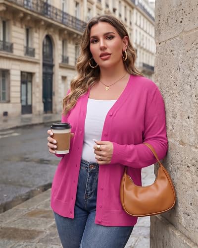 Image of TIANZHU Plus Size Cardigan for Women Button Open Front Long Sleeve V Neck Comfy Lightweight Sweaters XL-4XL