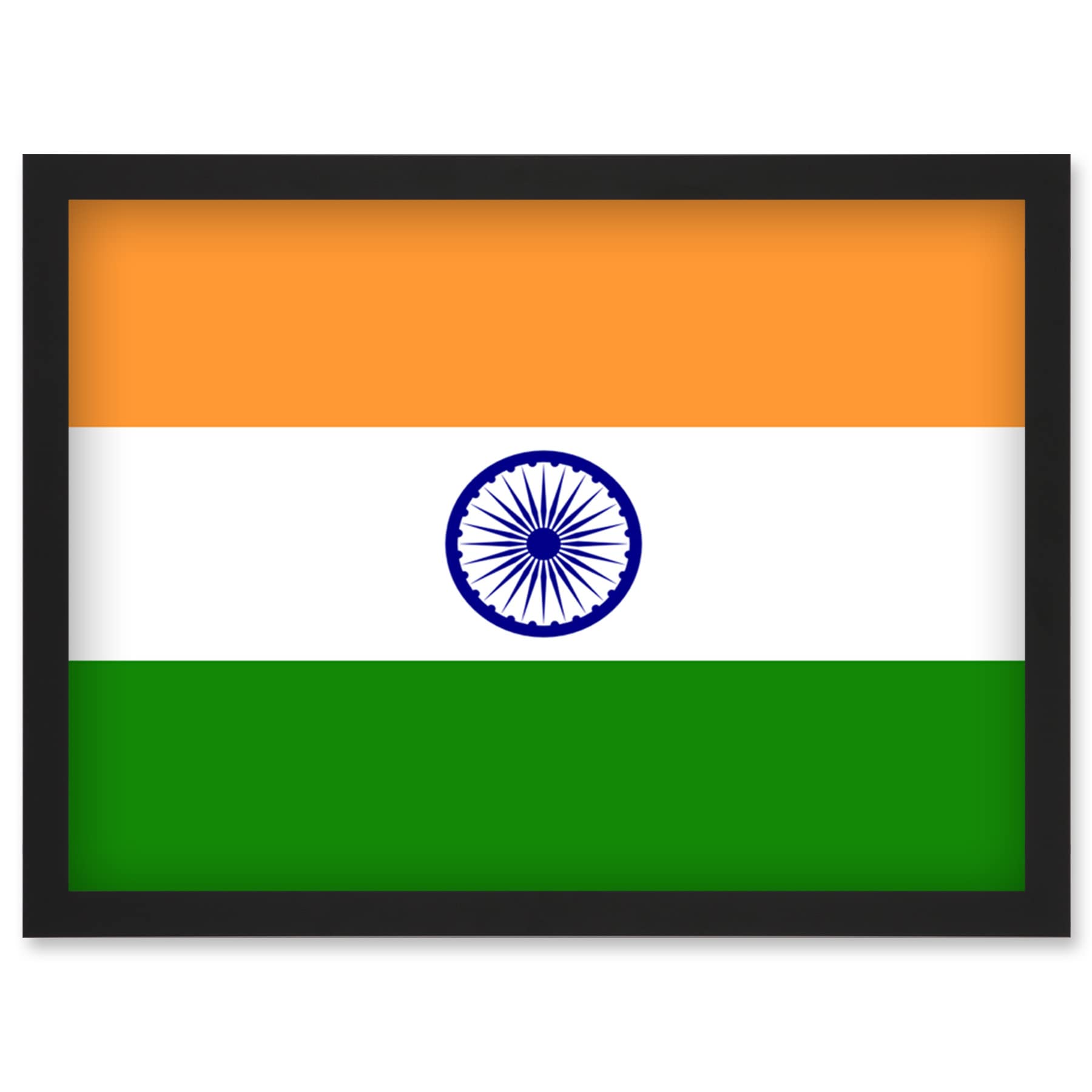 Artery8 India National Flag Patriotic Vexillology World Flags Country Region Poster Artwork Framed Wall Art Print A4
