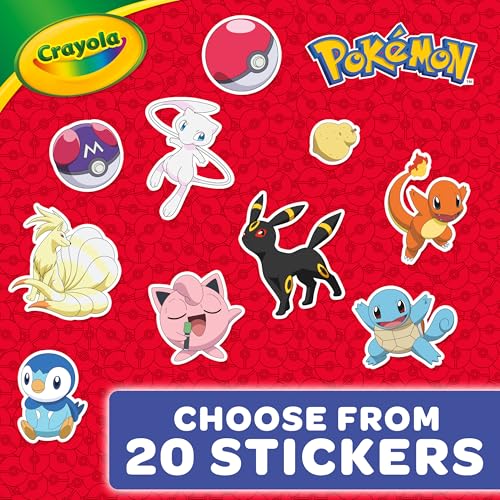 CRAYOLA Pokémon 96 Page Colouring Book | 96 Pages of Pokémon Colouring Fun with Pikachu & Friends! | Includes Bumper Sticker Sheet for Ages 3+
