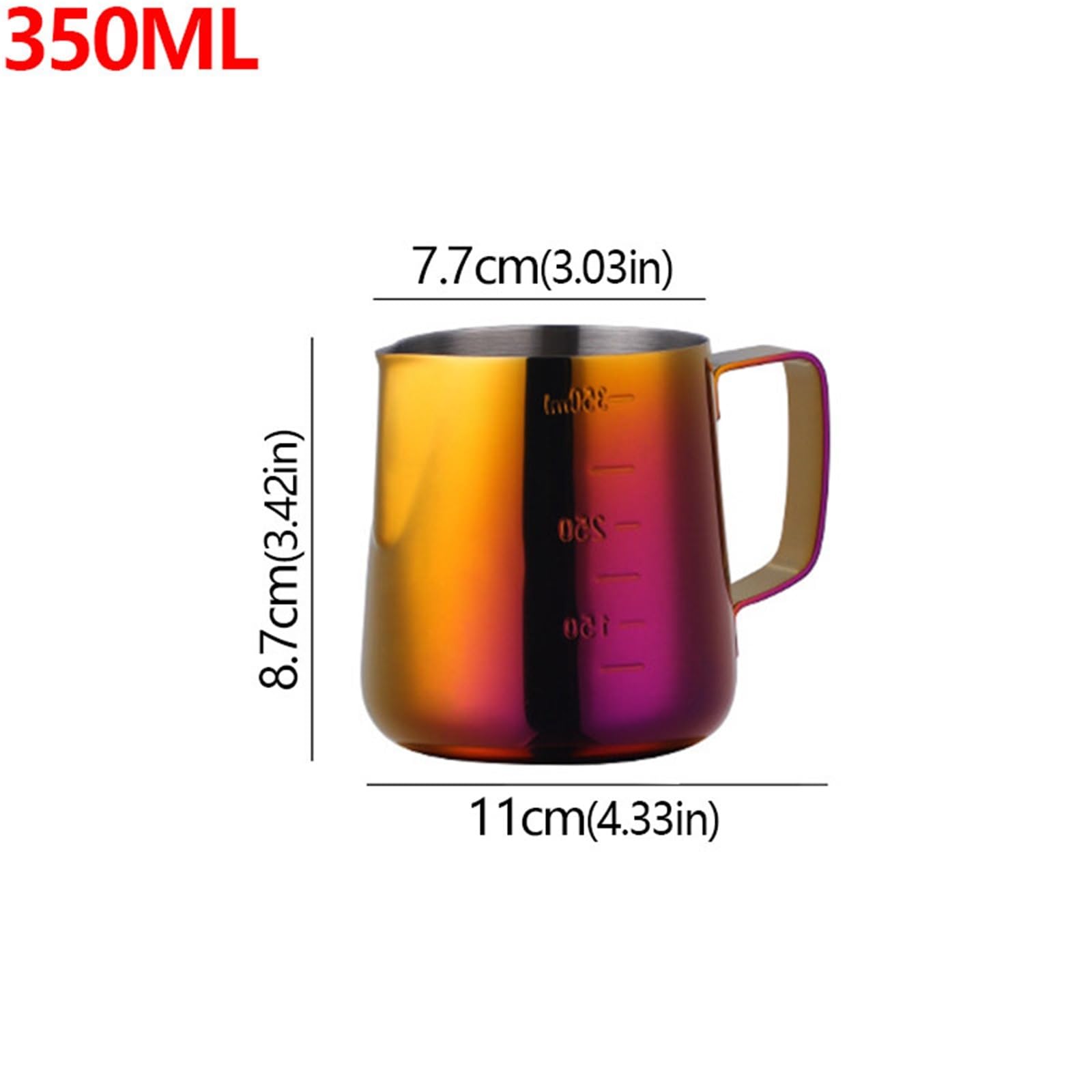 2 uds 350/550ml café expreso tirador flor tazas de leche taza de acero inoxidable tirador taza de flores leche artesanal Latte Art jarra tazón taza(Red,350ml)