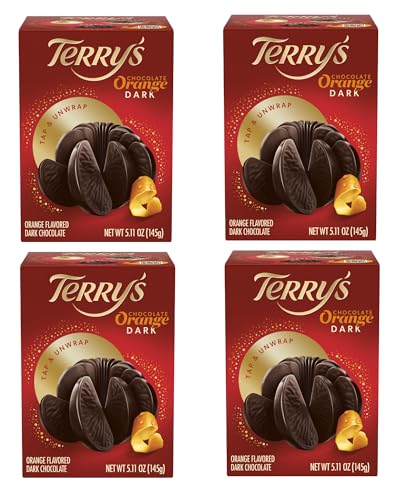Terry's Dark Chocolate Oranges - Pack of 4-5.11 oz Per Orange of Delicious Tasting Chocolate - Stocking Stuffer and Party Favors - Great for Sharing with Friends and Family