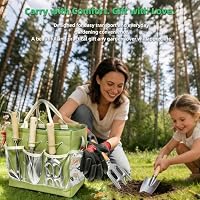 Garden Tools Set, 9-Piece Heavy Duty Gardening Tools with Clear Pocket Tote Bag, Stainless Steel Garden Hand Tools for Digging, Planting, Weeding and Pruning, Durable Gardening Kit — image 6
