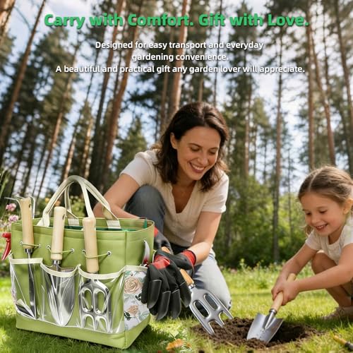 image for Snuggalux Garden Tools Set, 9-Piece Heavy Duty Gardening Tools with Cl