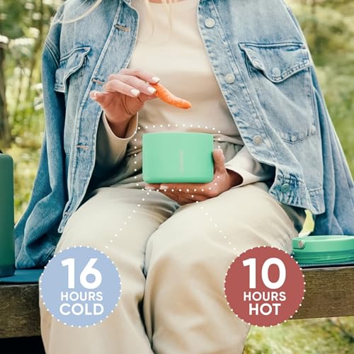Image of Hydrapeak 18oz Stainless Steel Vacuum Insulated Food Jar | Hot Food and Cold Food, Wide Mouth Leak-Proof Soup for Adults, 10 Hours Hot and 16 Hours Cold (Jade)