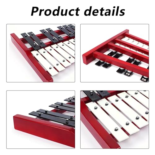 25 Noten Glockenspiel Xylophon, Glockenspiel mit Metalltasten & Holzsockel Handpercussion mit 2 Schlägeln tragbar Tragetasche Schlaginstrument, Musikinstrument für Jugendliche & Erwachsene