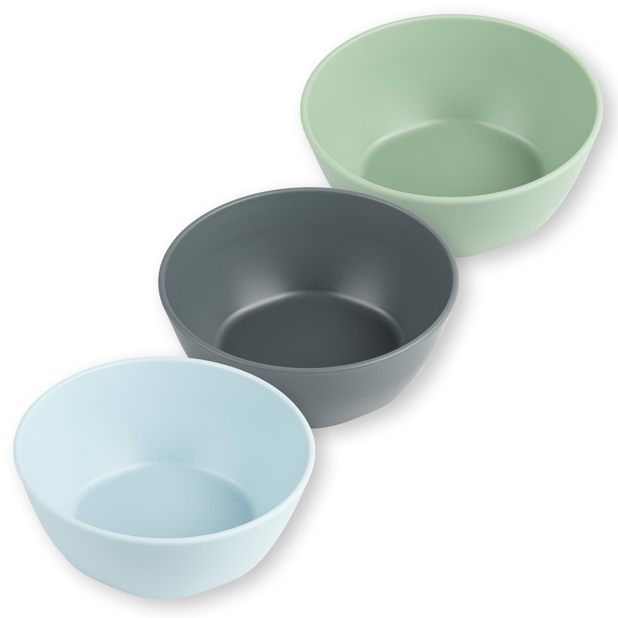 Tiny Twinkle Tableware 3 Pack Dish Set- BPA-Free Cups, Plates and Bowls Sets For Kids and Toddlers - Polypropylene Plastic Dinnerware Set (Sage, Charcoal, IceBlue) Round Bowl