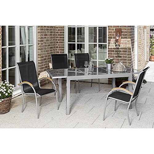 Preisvergleich Produktbild MERXX Gartenmöbel-Set 5-tgl. Foggia Stapelsessel, Ausziehtisch