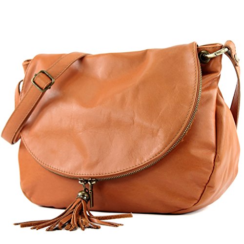 modamoda de - ital hombro/hombro T40 de cuero de napa, Color:camello