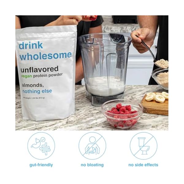 drink wholesome Vegan Unflavored Almond Protein Powder for Sensitive