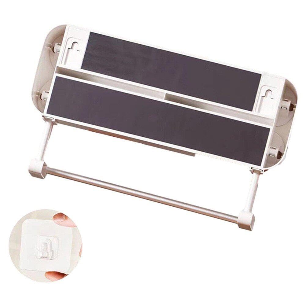 Dispensador De Película Adhesiva con Cortador, 3 En 1 Soporte para Rollo De Cocina Medro Muro De Aluminio Recargador De Aluminio Dispensador De Papel De Aluminio con Toalla De Papel